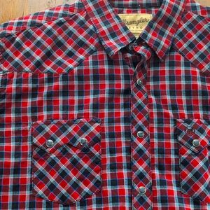 Wrangler retro plaid pearl snap long sleeve shirt extra large
